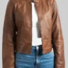 Women’s Brown Distressed Leather Jacket