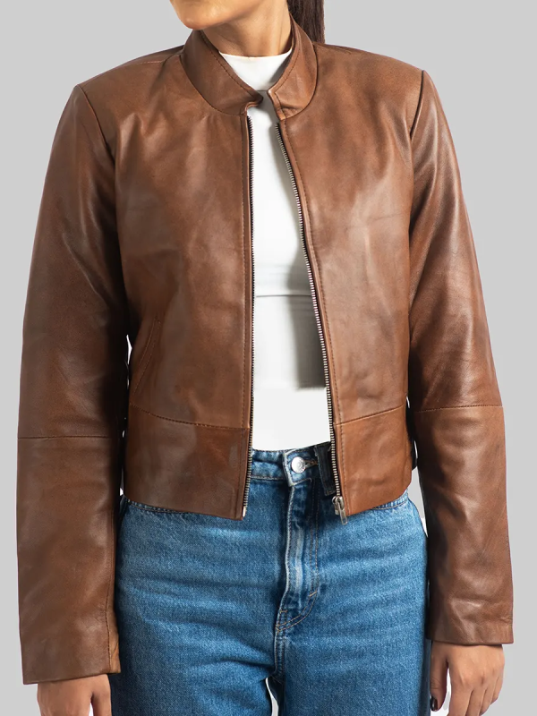 Women’s Brown Distressed Leather Jacket