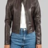 Women’s Dark Brown Leather Biker Jacket