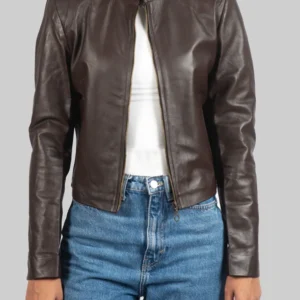 Women’s Dark Brown Leather Biker Jacket