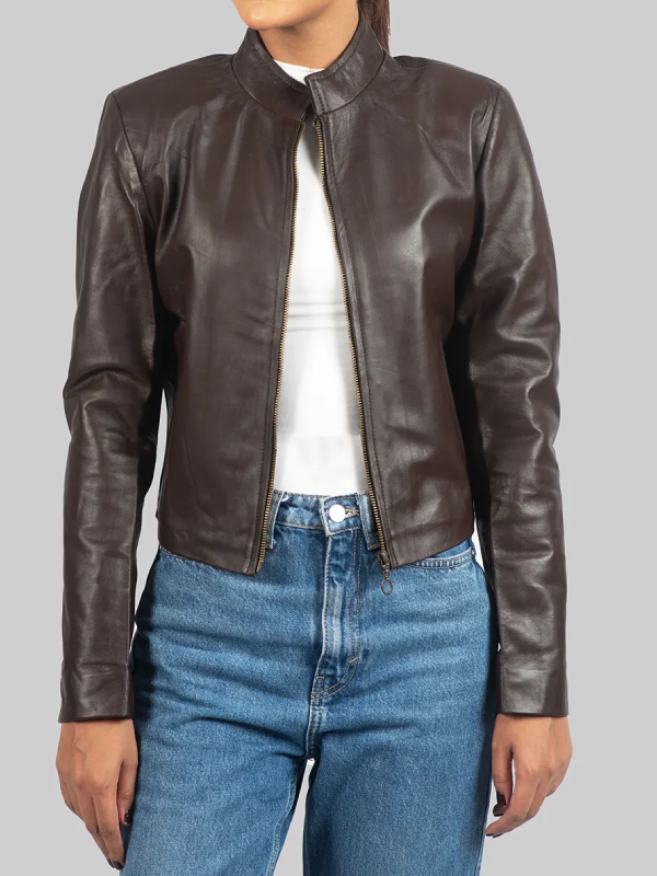 Women’s Dark Brown Leather Biker Jacket