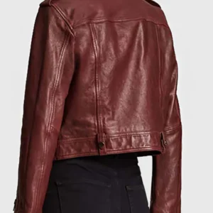 Women’s Leather Maroon Biker Jacket