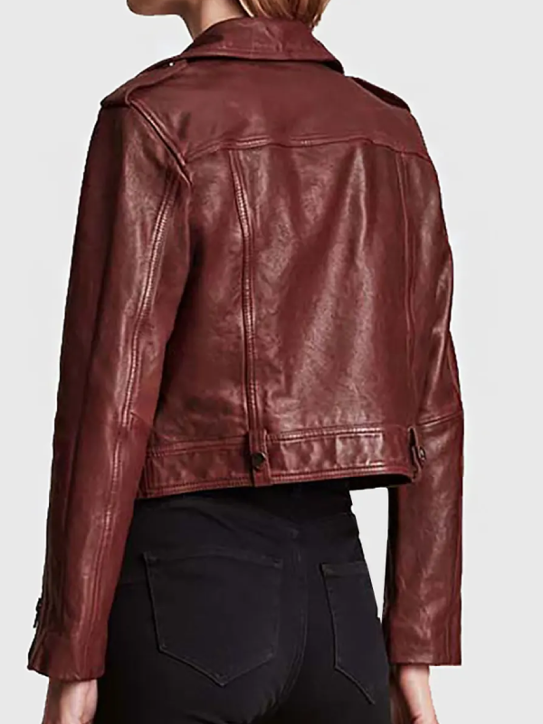 Women’s Leather Maroon Biker Jacket