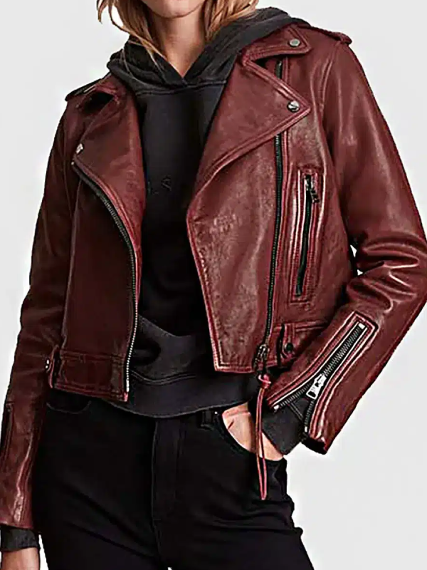 Women’s Maroon Leather Jacket