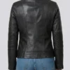 Austin Black Cafe Racer Leather Jacket For Women