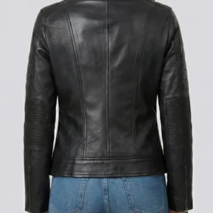 Austin Black Cafe Racer Leather Jacket For Women