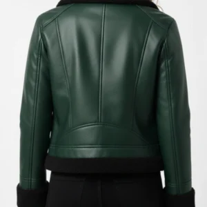 B3 Aviator Green Shearling Jacket For Women