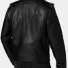 Black Biker Leather Zipper Jacket For Men