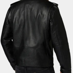 Black Biker Leather Zipper Jacket For Men