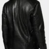 Black Leather Biker Fur Collar Jacket For Men