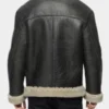Black Leather Shearling Aviator Jacket For Men