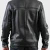Black Leather Shearling Trucker Jacket For Men