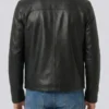 Black Shirt Collar Cowhide Leather Jacket For Men