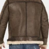 Brown Leather Shearling Aviator Jacket For Men