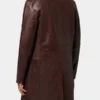 Brown Leather Trench Coat For Men