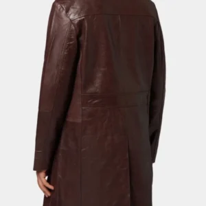 Brown Leather Trench Coat For Men