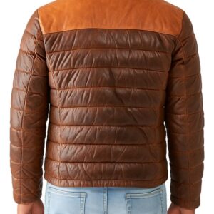 Brown Puffer Bridger Leather Brown Jacket