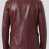 Burgundy Real Leather Blazer For Men