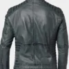 Cafe Racer Blue Leather Jacket For Men