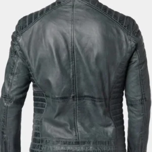 Cafe Racer Blue Leather Jacket For Men