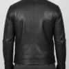 Classic Black Leather Zipper Jacket For Men