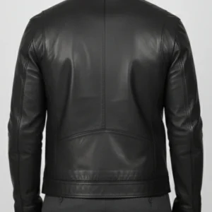 Classic Black Leather Zipper Jacket For Men