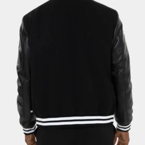 Classic Black Varsity Bomber Jacket For Men