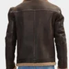 Classic Dark Brown Aviator Shearling Jacket For Men