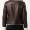 Dark Brown Shearling Leather Jacket For Women