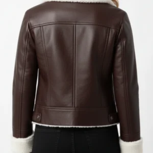 Dark Brown Shearling Leather Jacket For Women