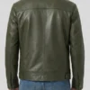 Dark Green Harrington Leather Jacket For Men