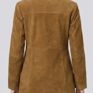 Light Brown Suede Car Coat For Women