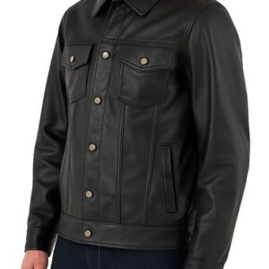 Men Classic Black Leather Jacket