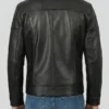 Men Harrington Style Black Leather Jacket