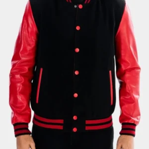 Mens Black And Red Bomber Jacket