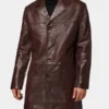 Mens Brown Leather Trench Coat