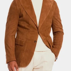 Mens Brown Suede Leather Blazer