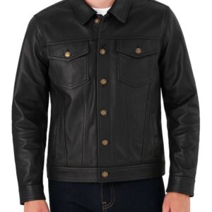 Mens Classic Black Leather Jacket