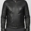 Mens Classic Black Leather Zipper Jacket