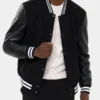 Mens Classic Black Varsity Bomber Jacket