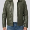 Mens Dark Green Harrington Leather Jacket