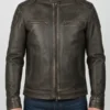 Mens Vintage Cafe Racer Motorcycle Distressed Leather Jacket