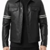 Orvyn Black Leather Trucker Jacket