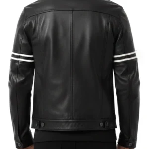 Orvyn Black Leather Trucker Jacket For Men