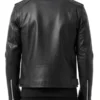 Rustline Black Leather Biker Jacket For Men