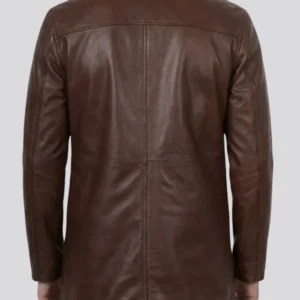 Tan Brown 3_4 Length Real Lambskin Leather Coat For Men