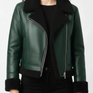 Womens B3 Aviator Green Shearling Jacket