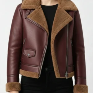 Womens B3 Shearling Maroon Jacket