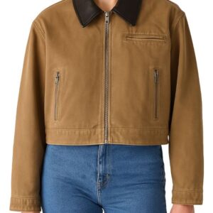 Womens Brown Cropped Cotton Jacket