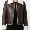 Womens Dark Brown Shearling Leather Jacket